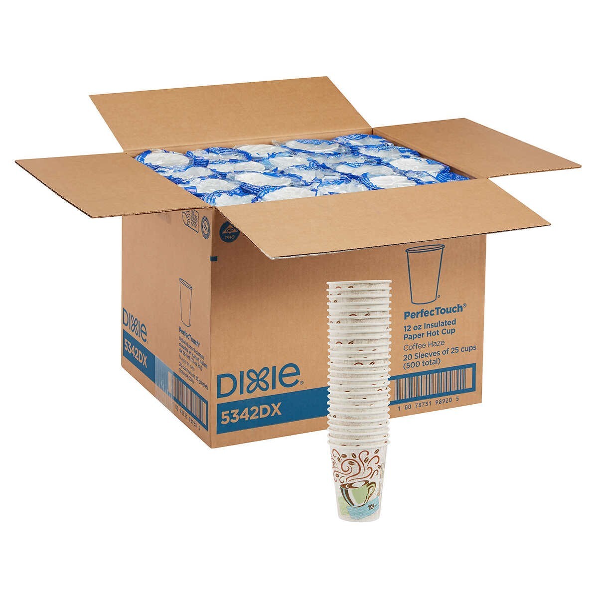 DIXIE CUPS CUP PAPER COFFEE HOT 12 OZ OUNCES TO GO PERFECTOUCH 5342DX 500 COUNT
