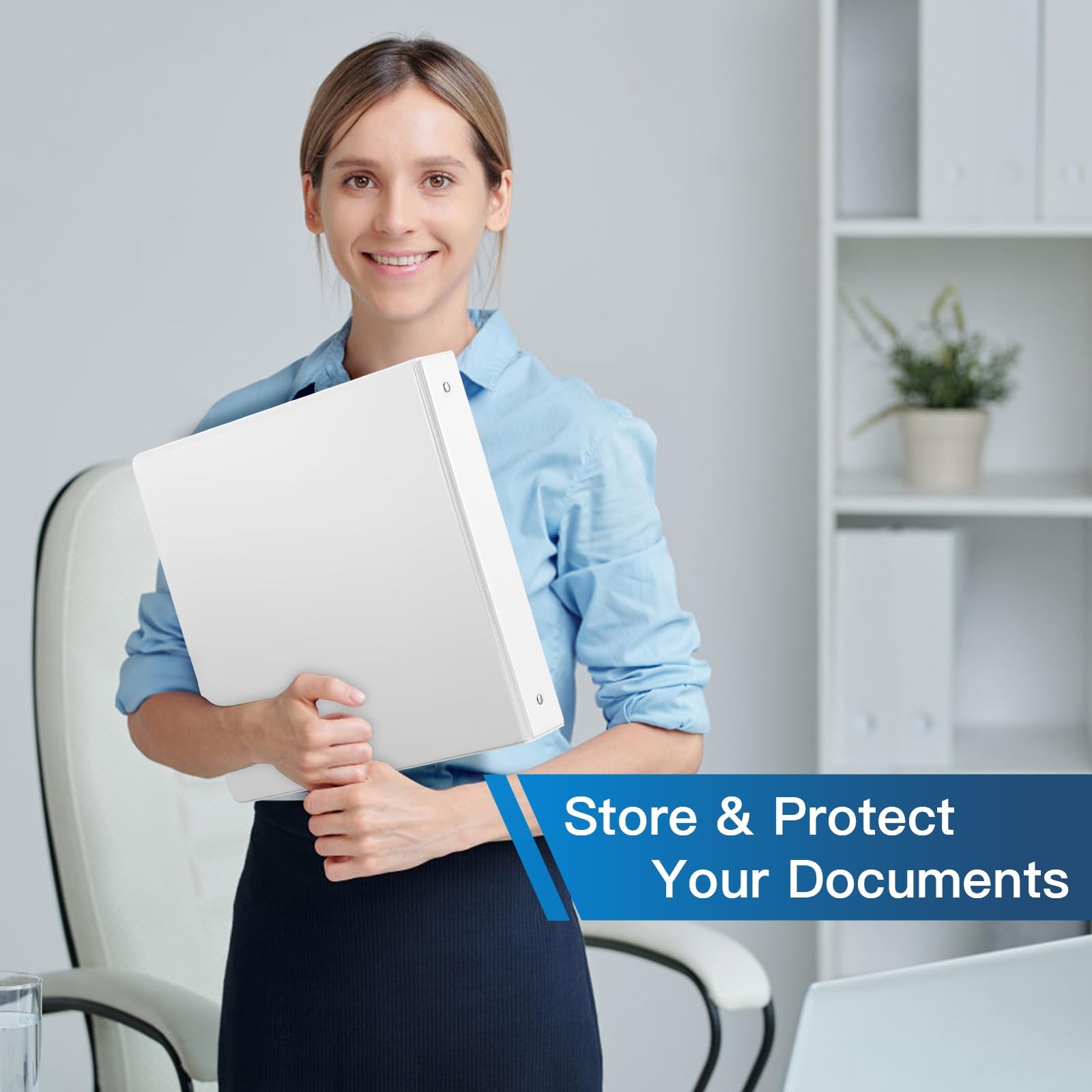 6 PCS White 1.5Inch 3 Ring Binder 2 Pocket Holds 325 Sheet 8.5×11″ Letter