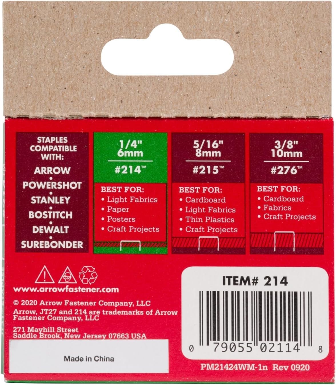 1/4-Inch Arrow JT21 Staples for Crafting & Upholstery – 1000 High-Quality Pieces