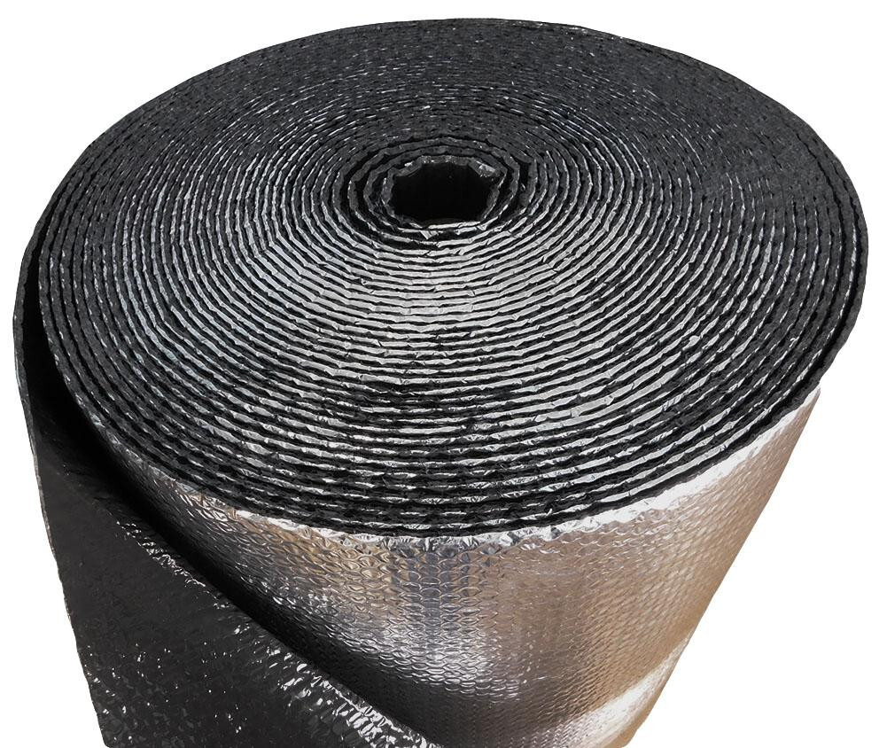 REFLECTIVE BLACK / SILVER FOIL Double BUBBLE Foil Insulation Roll 2X25 50SF R8