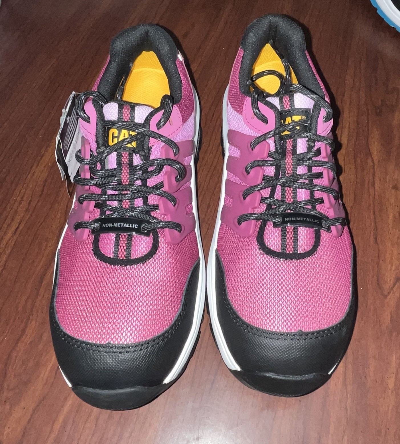 Women’s Sz 7W Cat Streamline Composite Toe Shoe Pink & Black Tennis Shoes