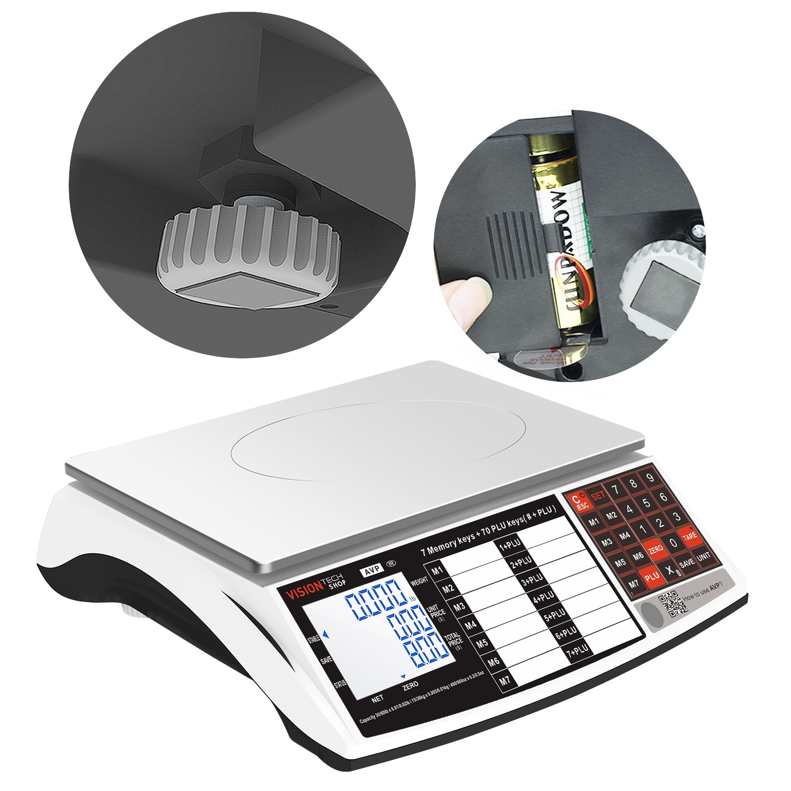 VisionTechShop AVP Price Computing Scale, 30/60lb x 0.01/.02lb, Legal for Trade