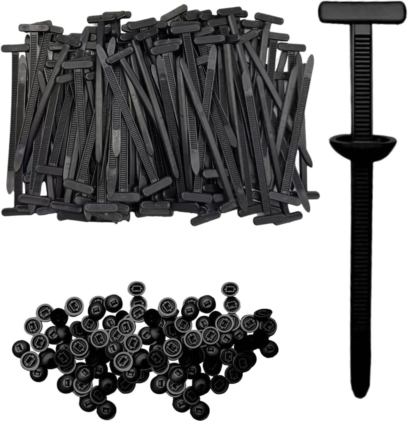 100 Pcs Nylon Universal Cable Tie Buckle for Car, T Style Automotive Zipper Clip