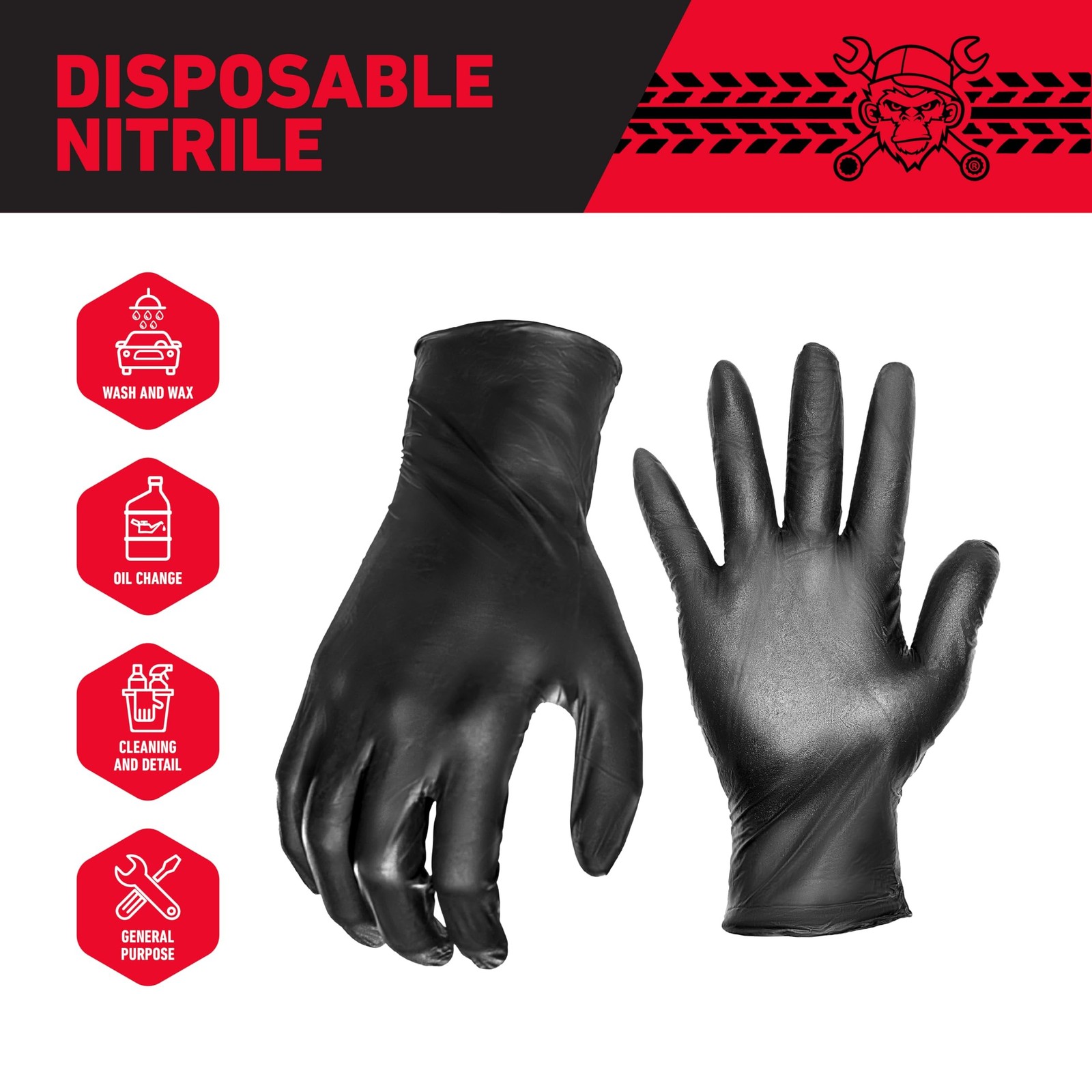 GREASE MONKEY Nitrile All Purpose Gloves 100 Pack – Large