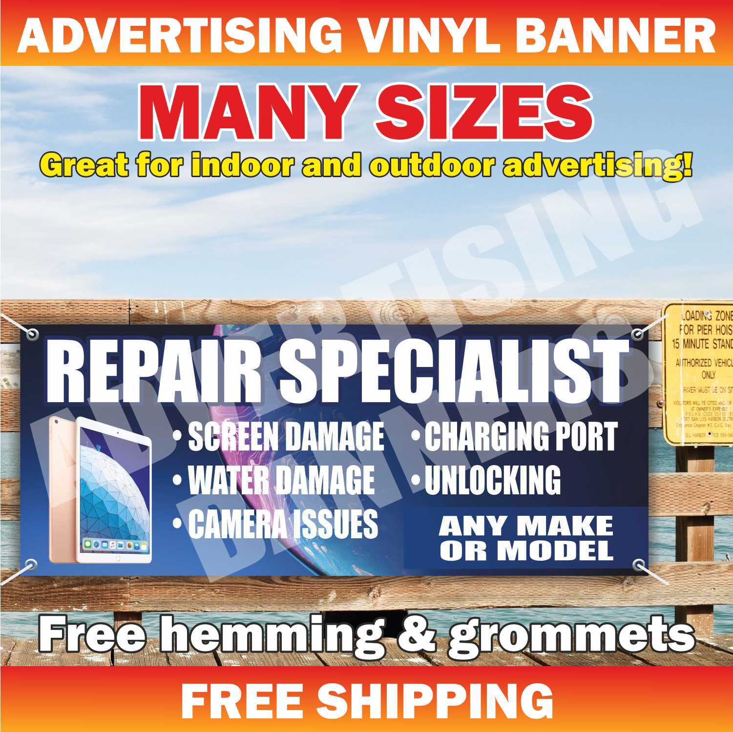 REPAIR SPECIALIST Repair Advertising Banner Vinyl Mesh Sign Cell Phone Computer