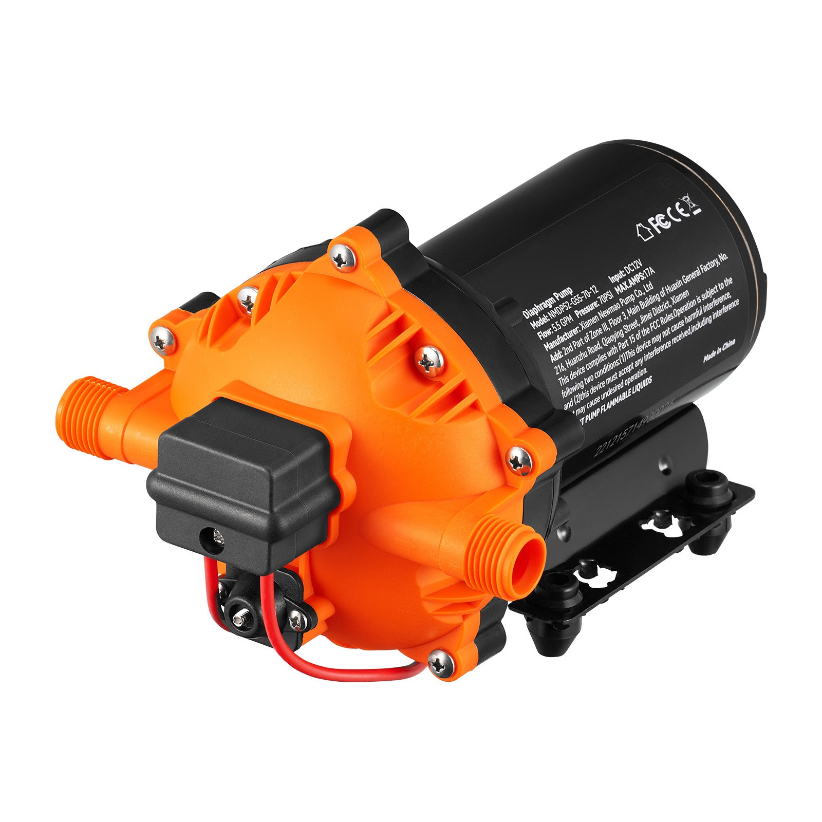 VEVOR 12V Water Pressure Diaphragm Pump Self-Priming Pump 70 PSI 5.5 GPM Boat RV