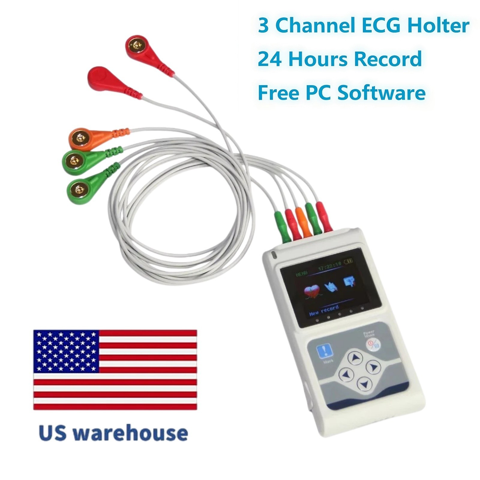 3 Channels ECG Holter 24 Hours Recorder with PC Software Holter TLC9803