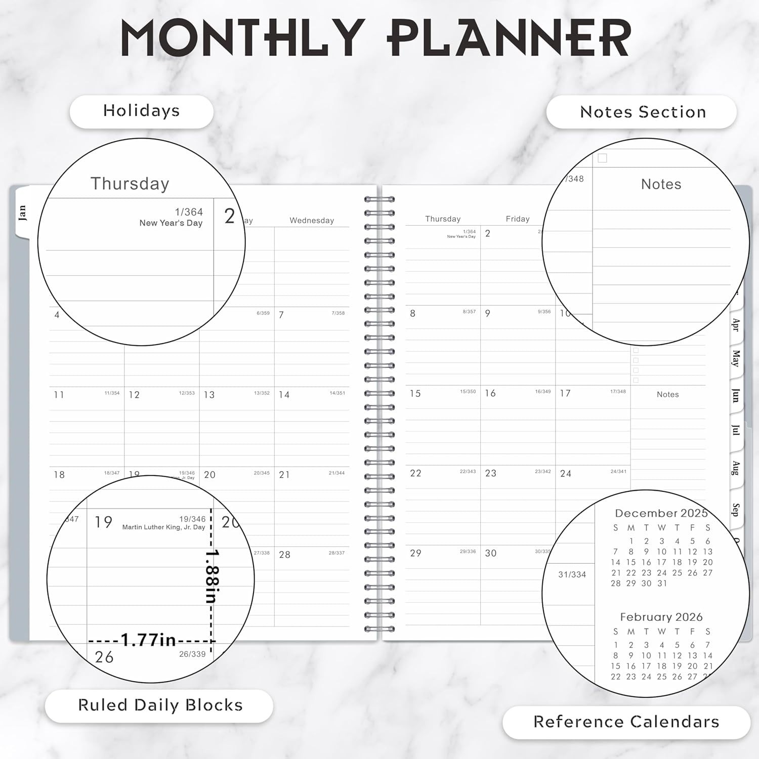 2026 Planner – January 2026 – December 2026, 9″ x 11″ Weekly Monthly Planner …