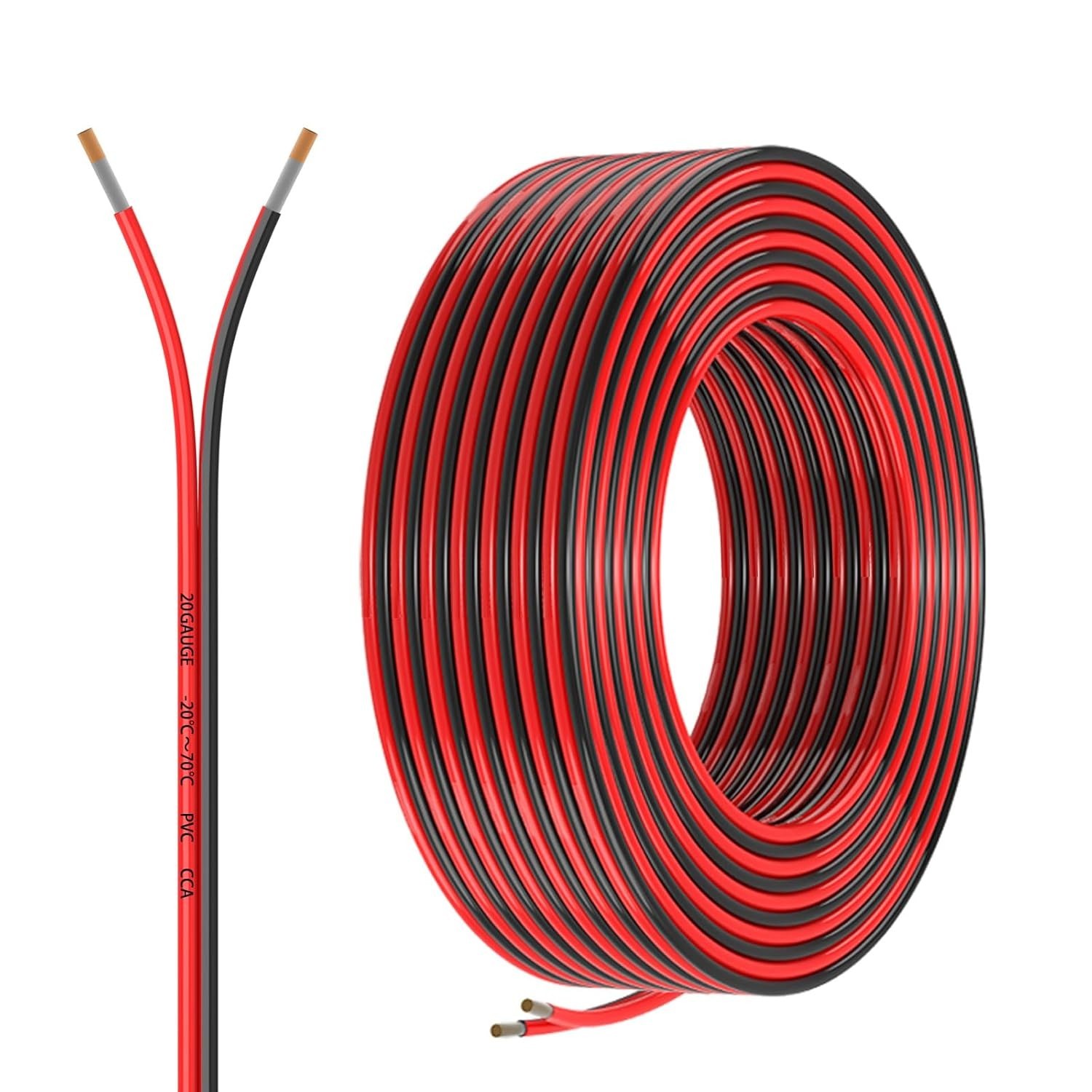20 Gauge 2 Conductors 30FT Electrical Wire, Red Black Cable, Flexible Low Vol…
