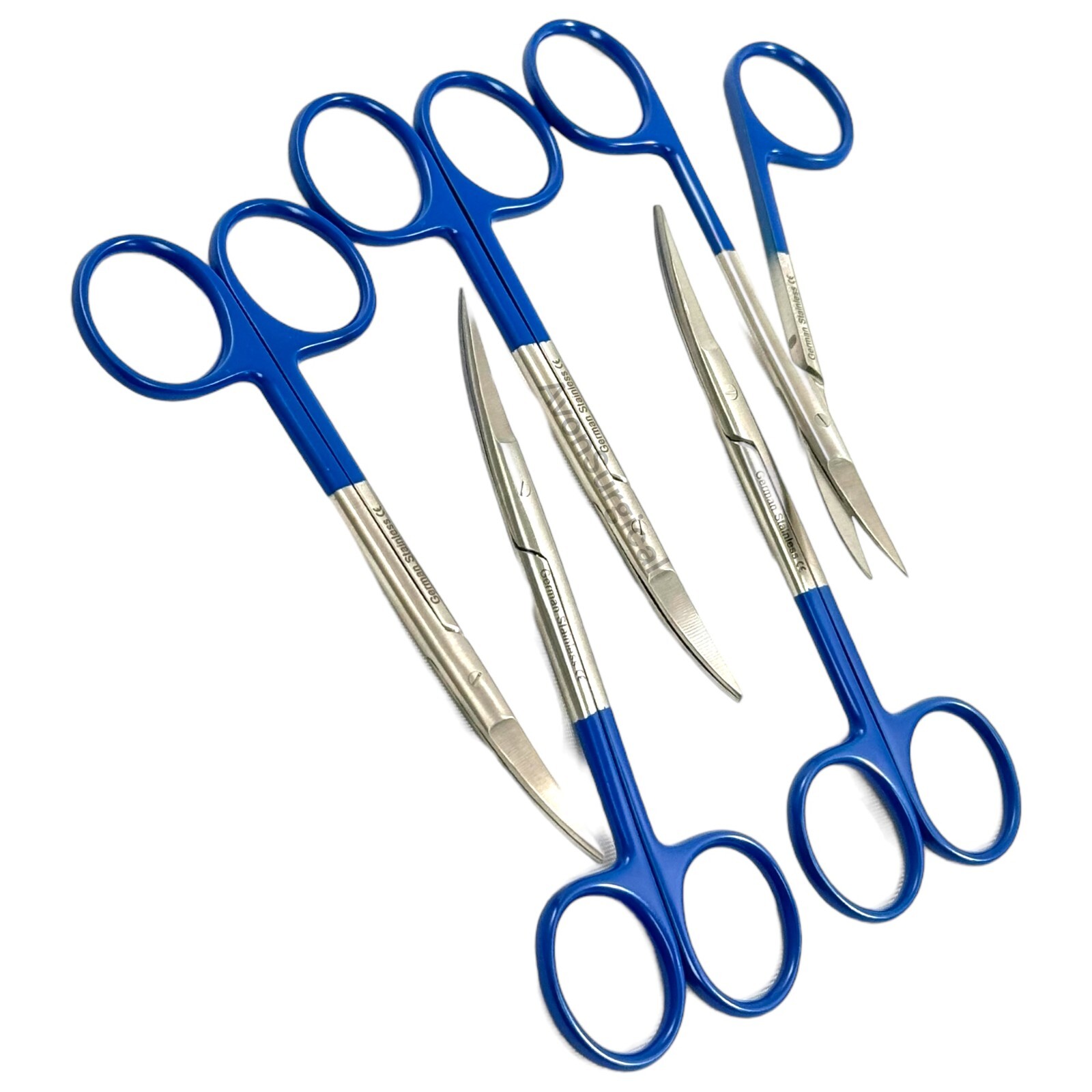NEW GERMAN 5 IRIS SCISSORS 4.5″CURVED SUPERCUT DENTAL SURGICAL INSTRUMENT-BLUE