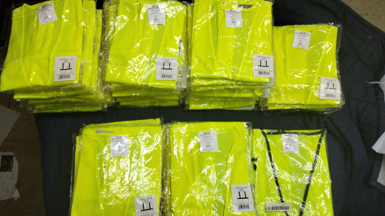LOT OF 83 PIP Class 2 Mesh Vest Zipper High Visibility Pockets M L 2X 3X 4X