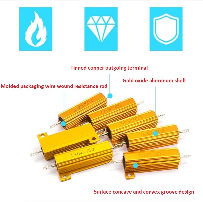 50W RX24 Aluminium Wire wound Power Resistors 5% J 0.01Ω 1Ω 2Ω 3Ω to 300KΩ/Ohm