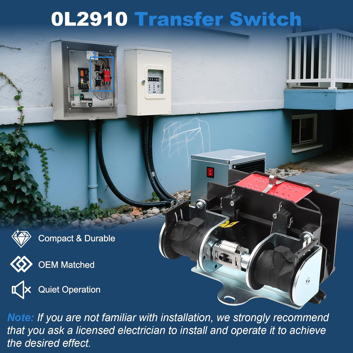0L2910 Automatic Transfer Switch 100 Amp with Handle Fit for Generac | 100A 2P 2