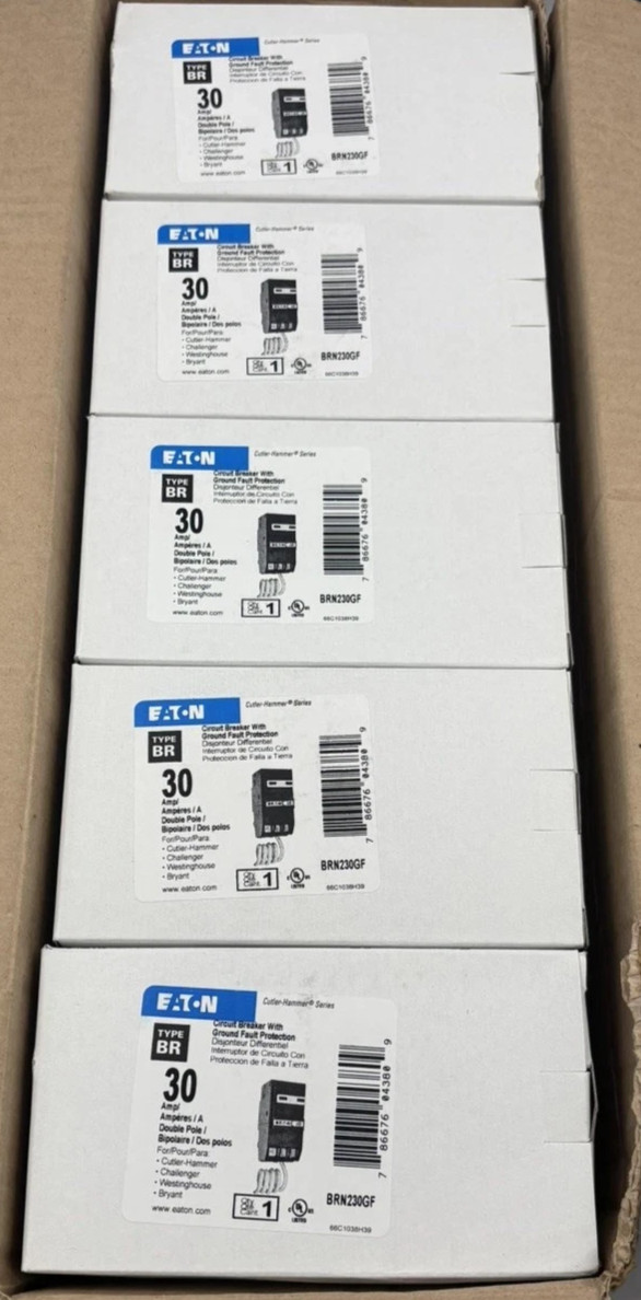 LOT OF 10 NEW Eaton BRN230GF BR GFCI Circuit Breaker Ground Fault GFCI 2 POLE