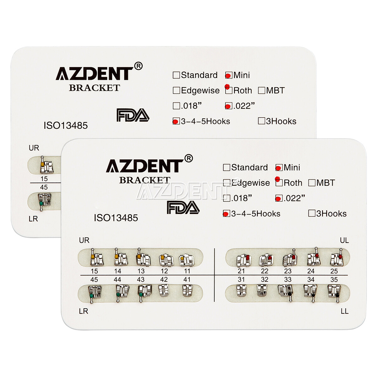 AZDENT Dental Orthodontic Brackets Braces Metal Mini Roth.022 Hooks 345