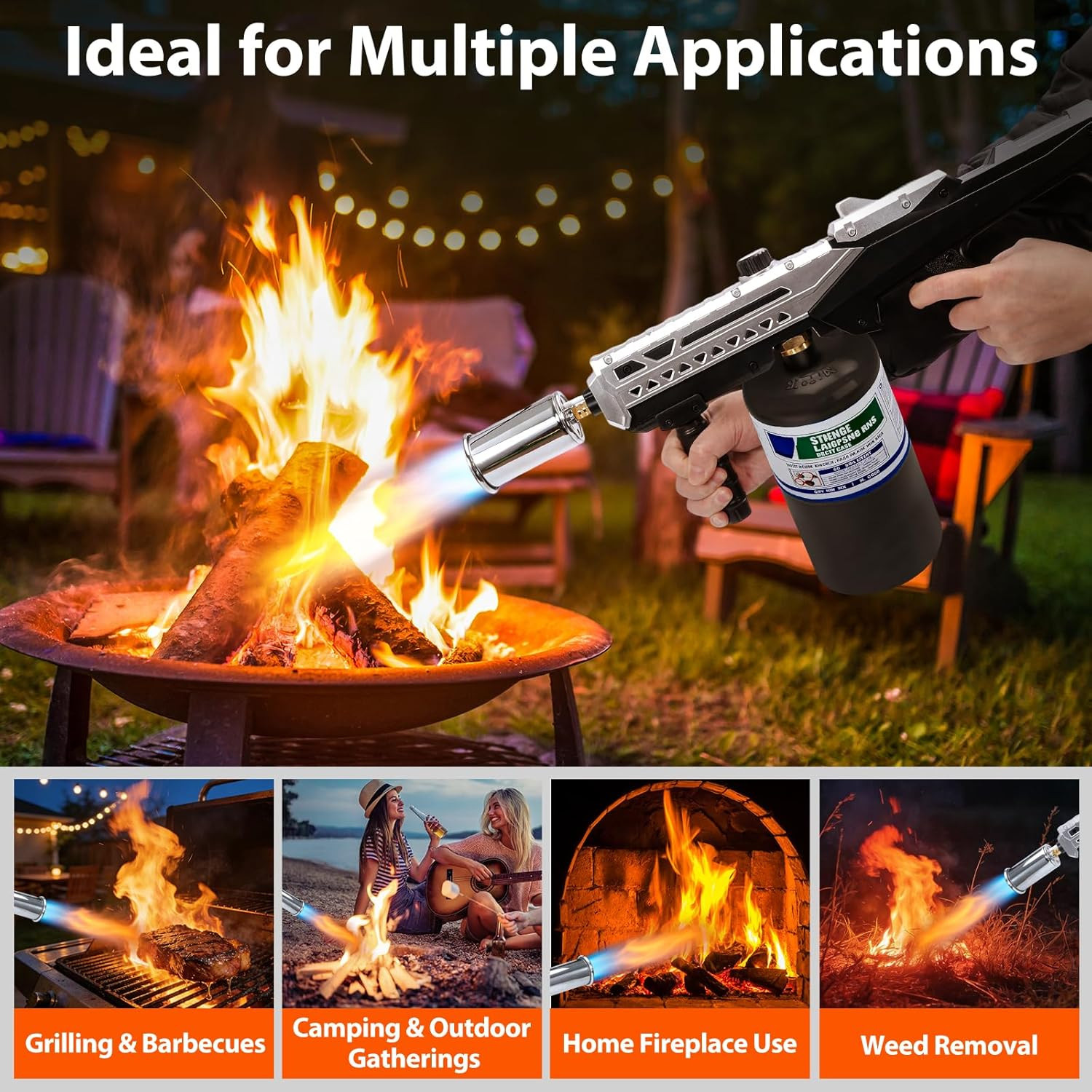 Adjustable Powerful Propane Torch, Flame Thrower Gun & Weed Torch Burner