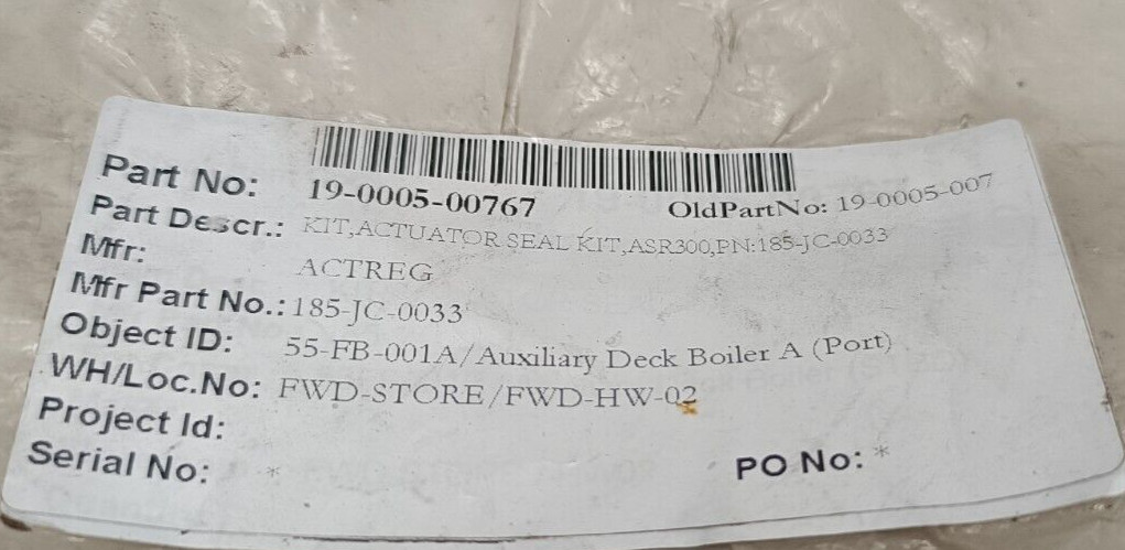ACTREG ACTUATOR SEAL KIT ASR300 PN:185-JC-0033 FREE DELIVERY