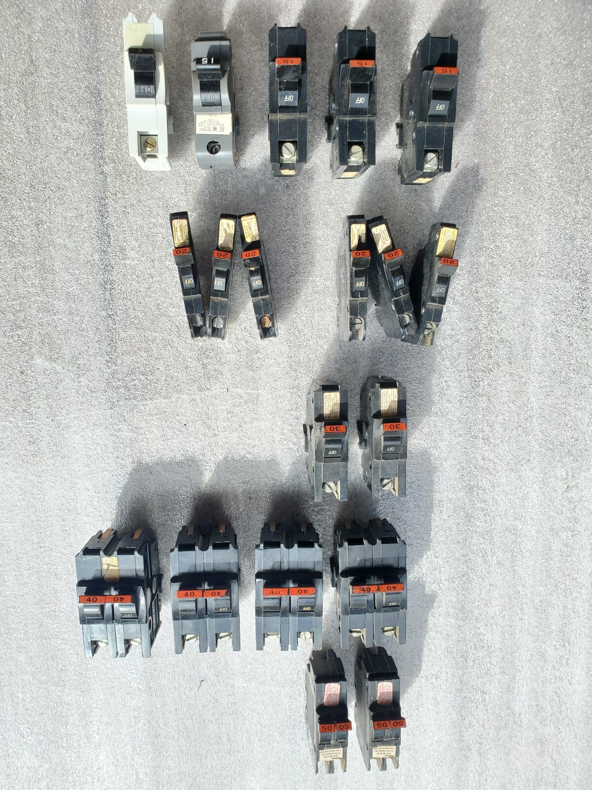 Lot of 20 Federal Pacific Electric Breakers Stab-Lok 50A 40A 30A 20A 15A