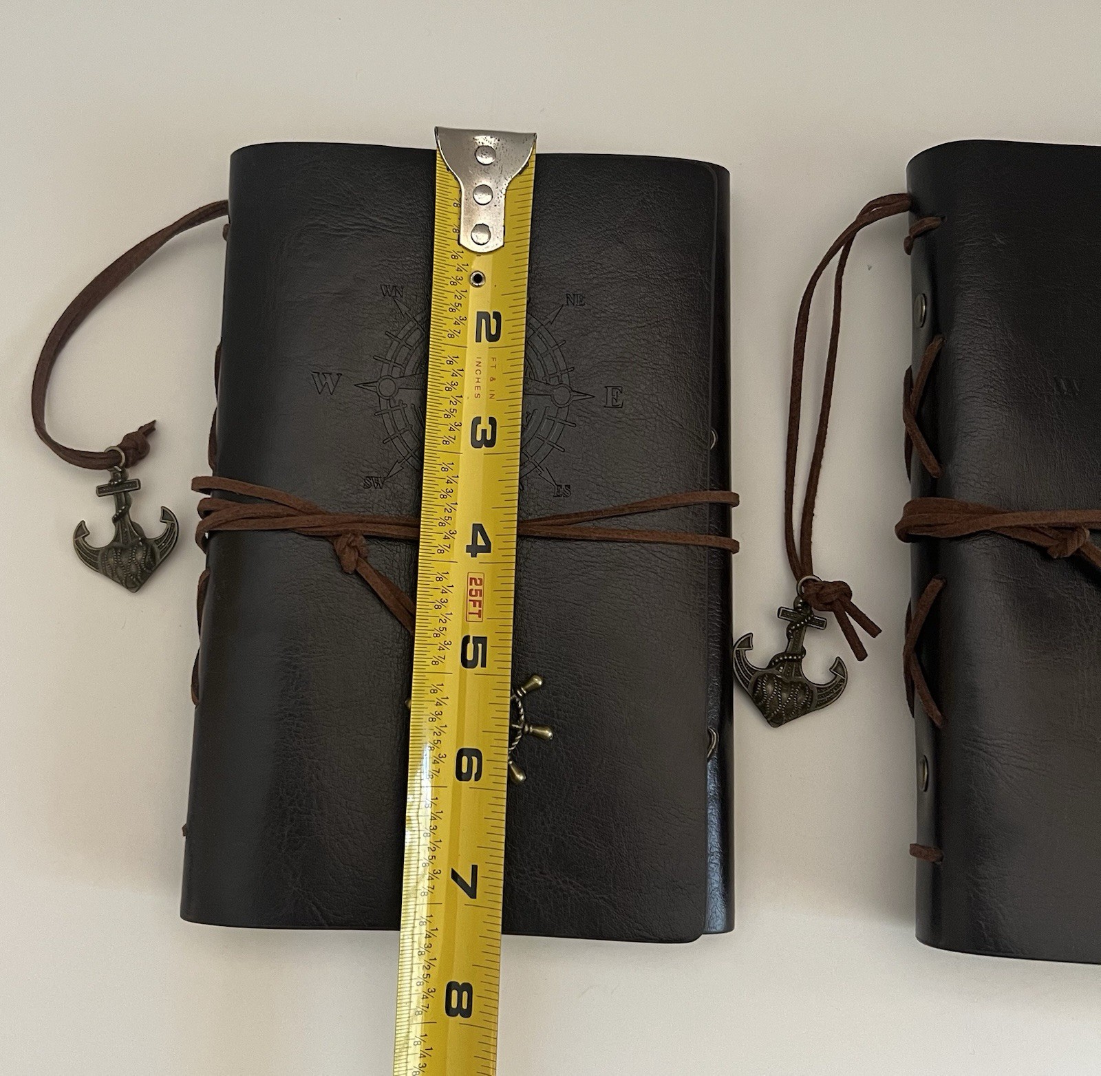 Vintage Leather Journal Notebook Lot Of 2 Nautical Compass Anchor BLANK – READ*