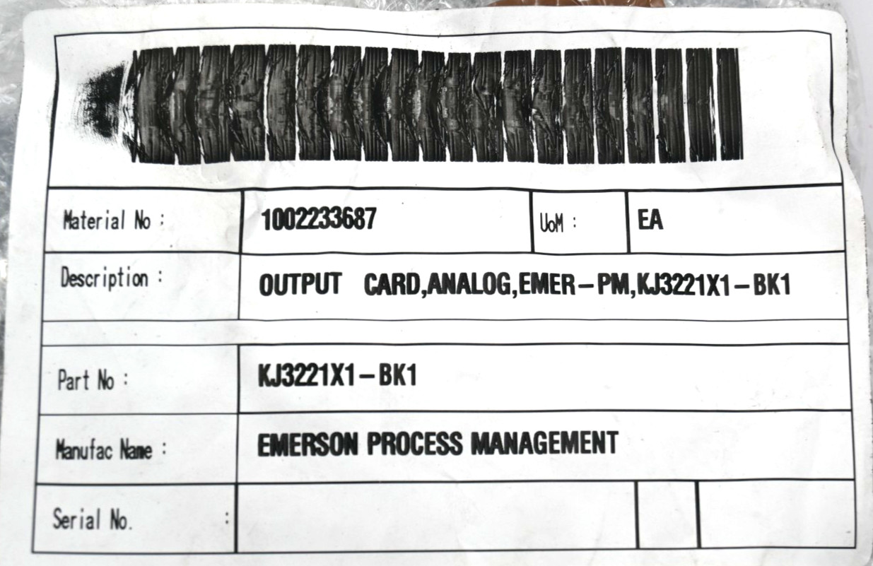EMERSON AO 8-CHANNEL 4-20 mA HART KJ3221X1-BK1 DELTAV