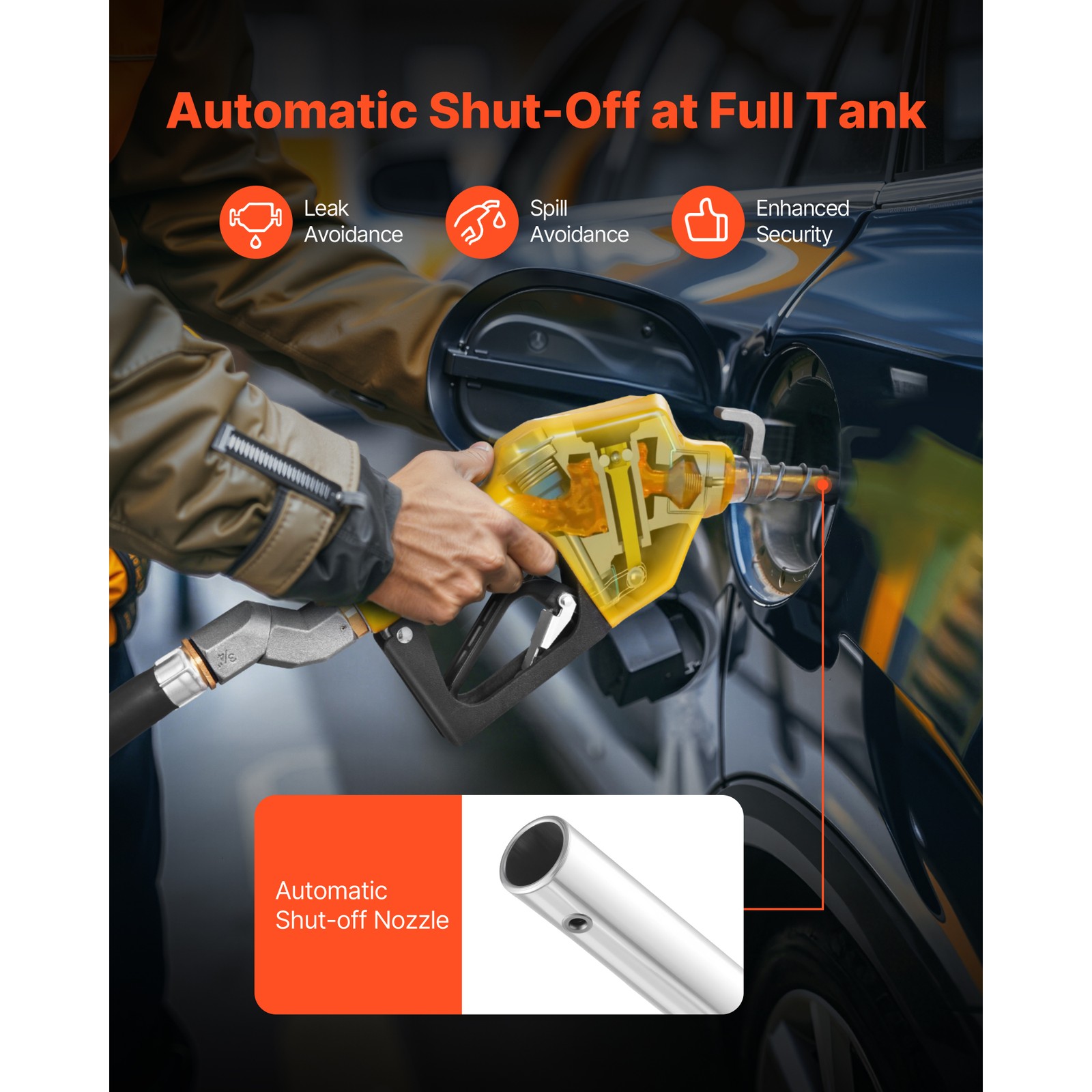 Uimoso 3/4 in NPT Automatic Fuel Nozzle 0.78 in Spout and Auto Shut-Off Feature