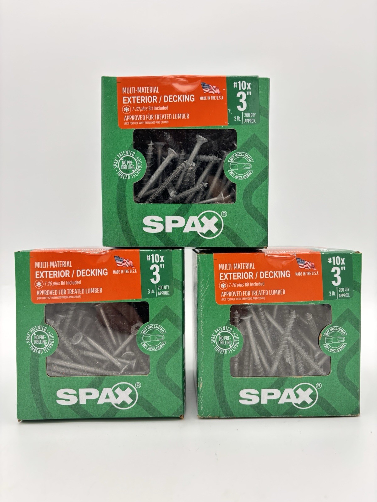 9 lb. SPAX #10 x 3″ Multi Material Exterior Deck Fence Flat Head Screws T-20+