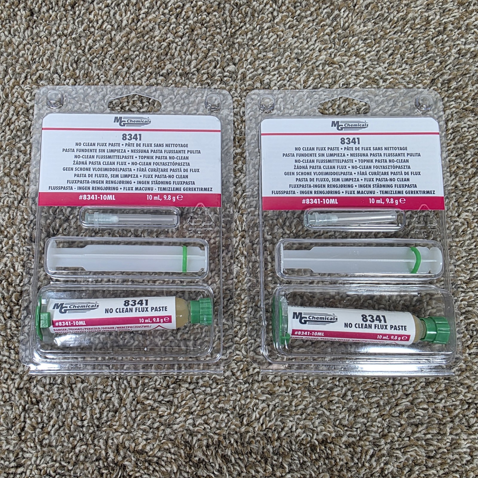 (2) MG CHEMICALS 8341 NO CLEAN SOLDERING FLUX PASTE 10ML SYRINGE – NEW SEALED