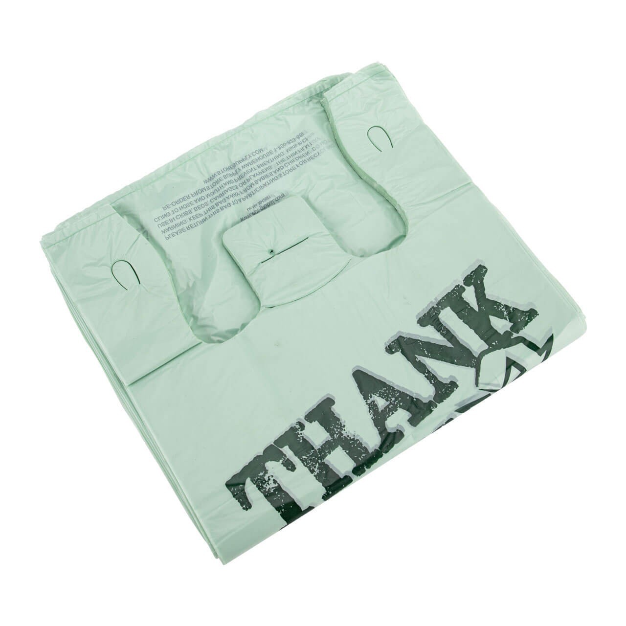 Plastic T-Shirt Bags 500 Shopping Retail 11½” x 6″ x 21 Recycled Thank You Green