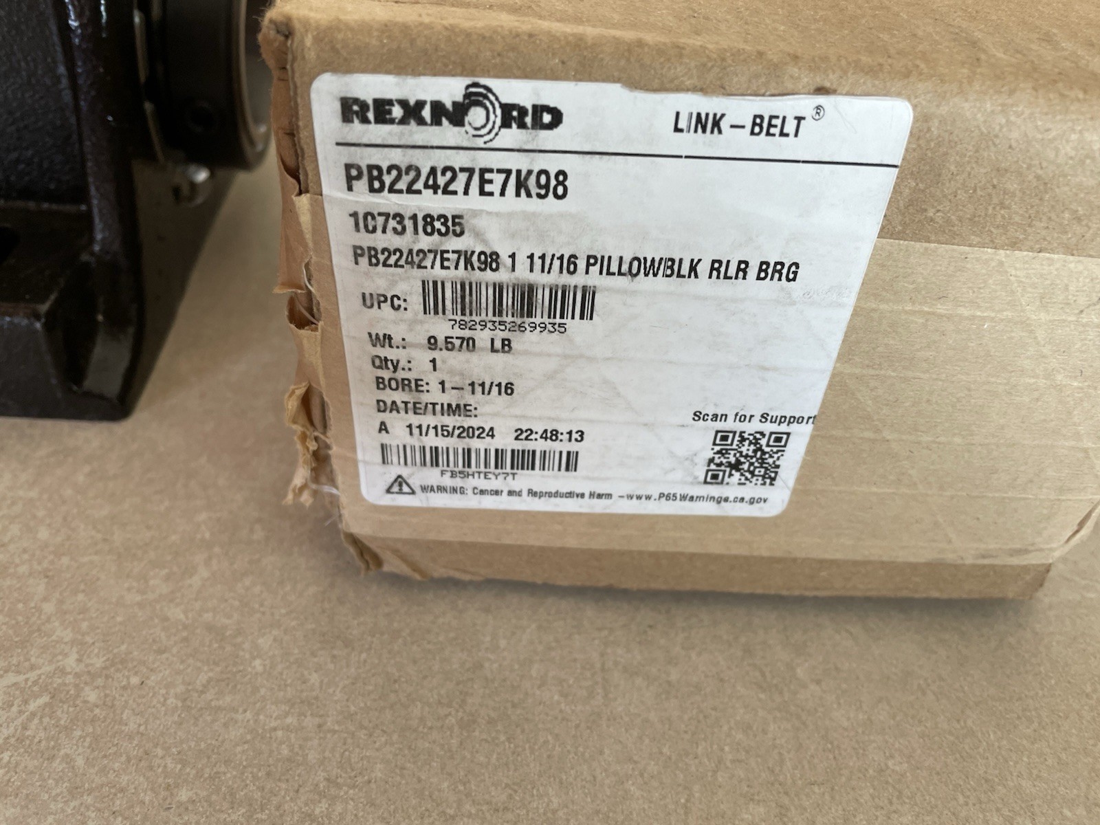 Rexnord 1 11/16 In Cast Iron Setscrew Locking 2 Bolt Pillow Block PB22427E7K98