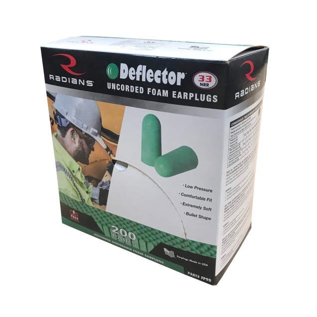 Radians FP90 Deflector Green Earplugs Uncorded NRR33 200/Box