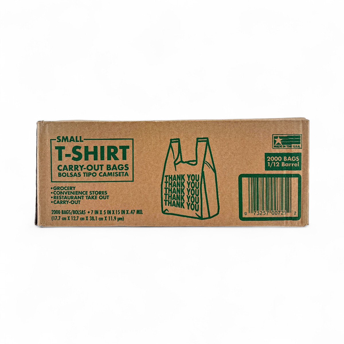 Poly-America Small T-Shirt Carry-Out Bags, 7″ x 5″ x 15″ – 2000 Count