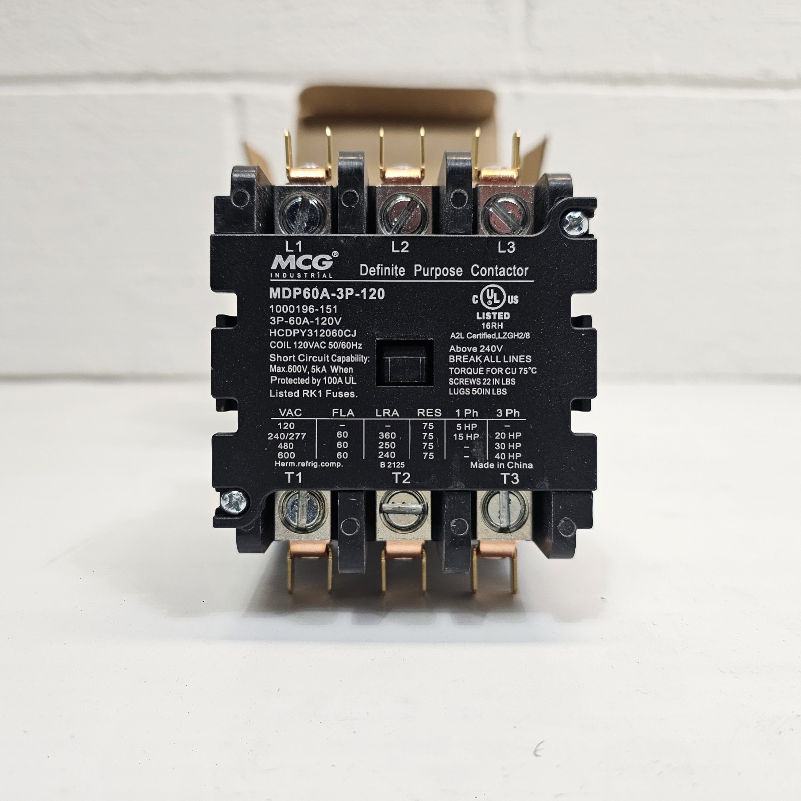 MCG MDP60A-3P-120 Definite Purpose Contactor. Brand New!
