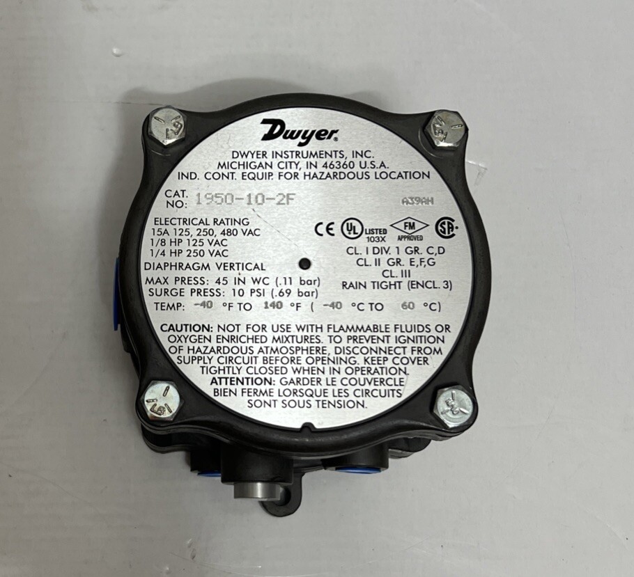 DWYER 1950-10-2F DIFFERENTIAL PRESSURE SWITCH