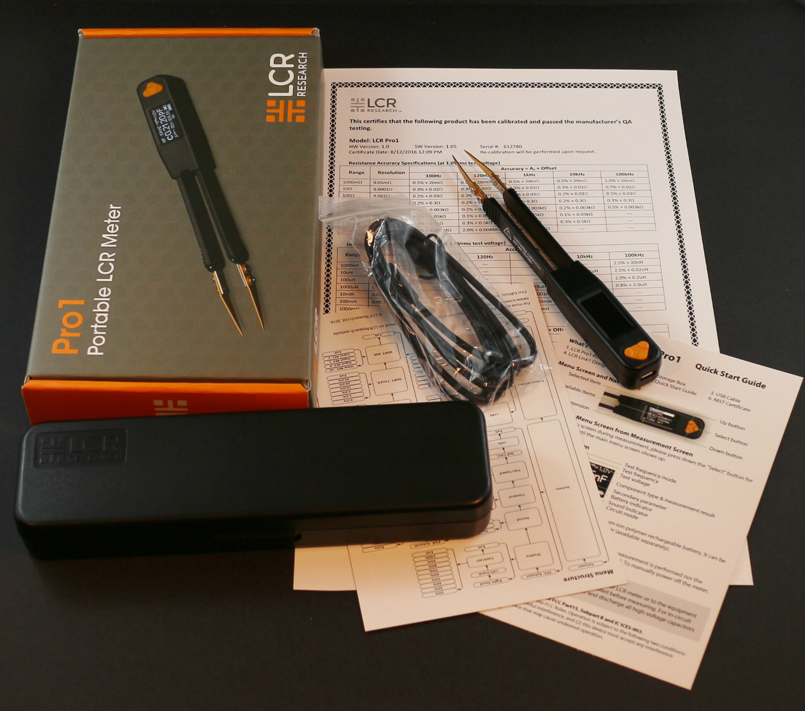 LCR Research Pro1 Plus LCR meter with Precise Test Tips / Link1 PC Connectivity