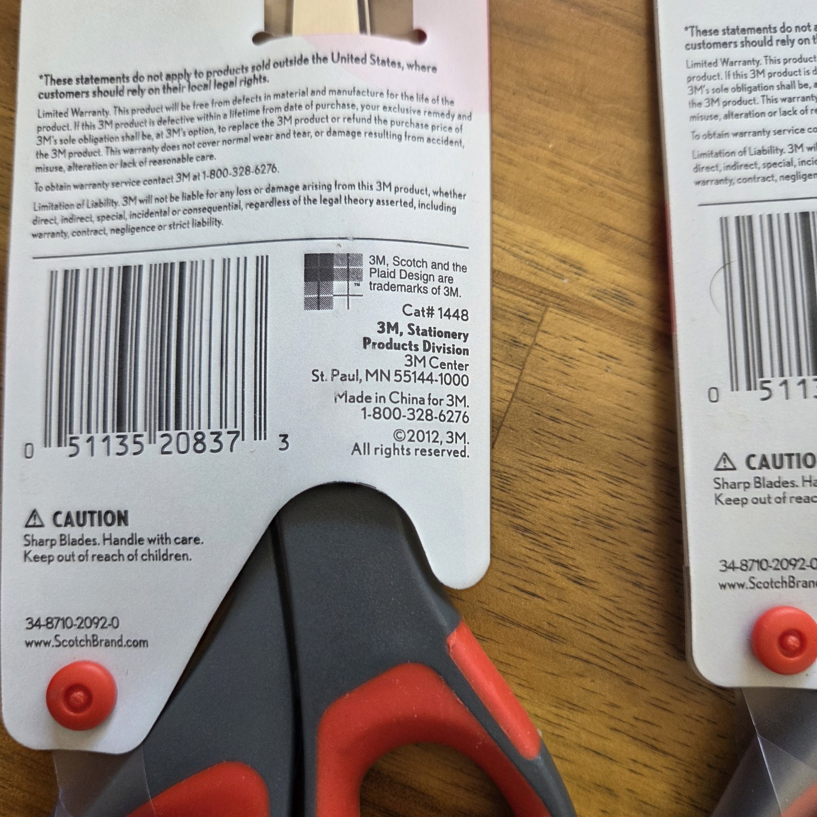 Scotch Precision Scissor 8 Inch Smooth Cut Fabric Paper 3M 1448 Gray Red, 3 Pack