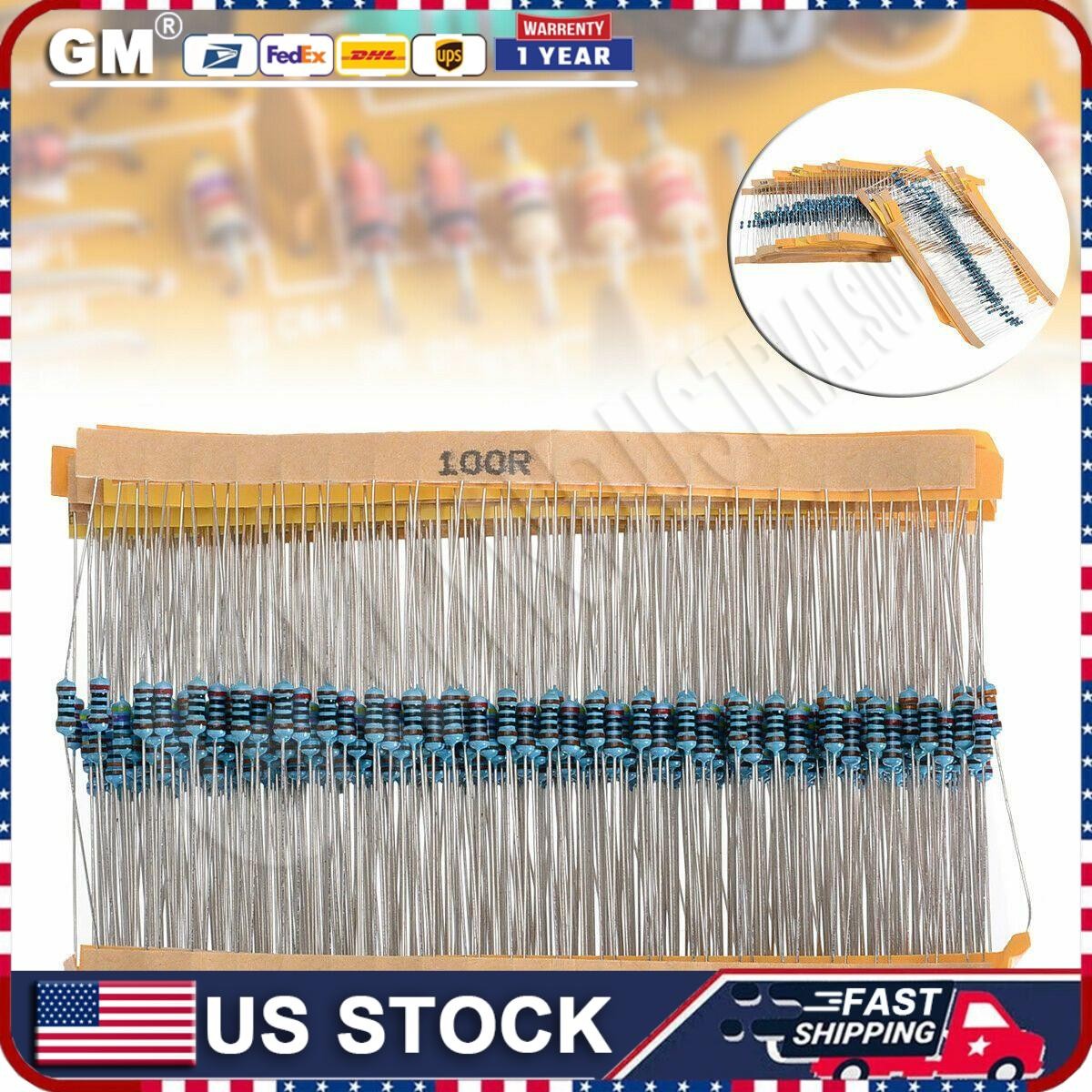 600pcs 30 Values 1/4W Metal Film Resistors Resistance Assortment Kit Set 1% USA