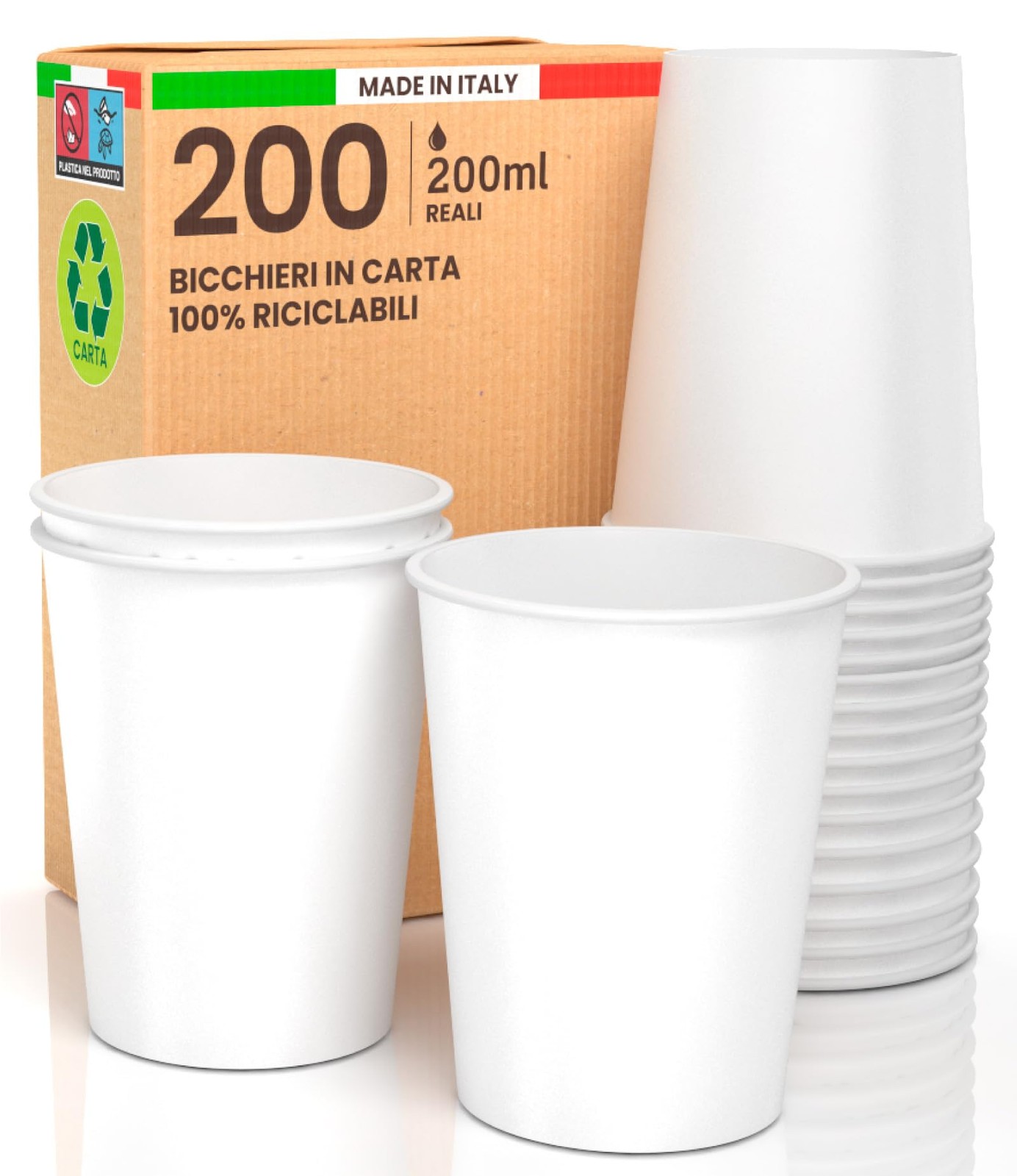 200 White Paper Cups, 200ml, Eco Friendly, Biodegradable, Disposable…