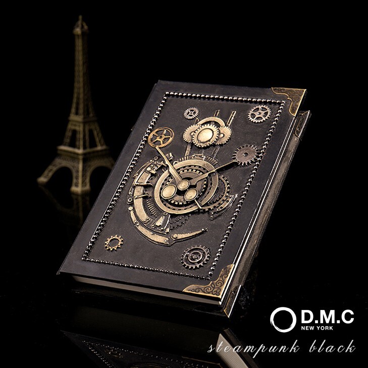 Handmade Steampunk Notebook Leather Journal with customized bookmark and stamp