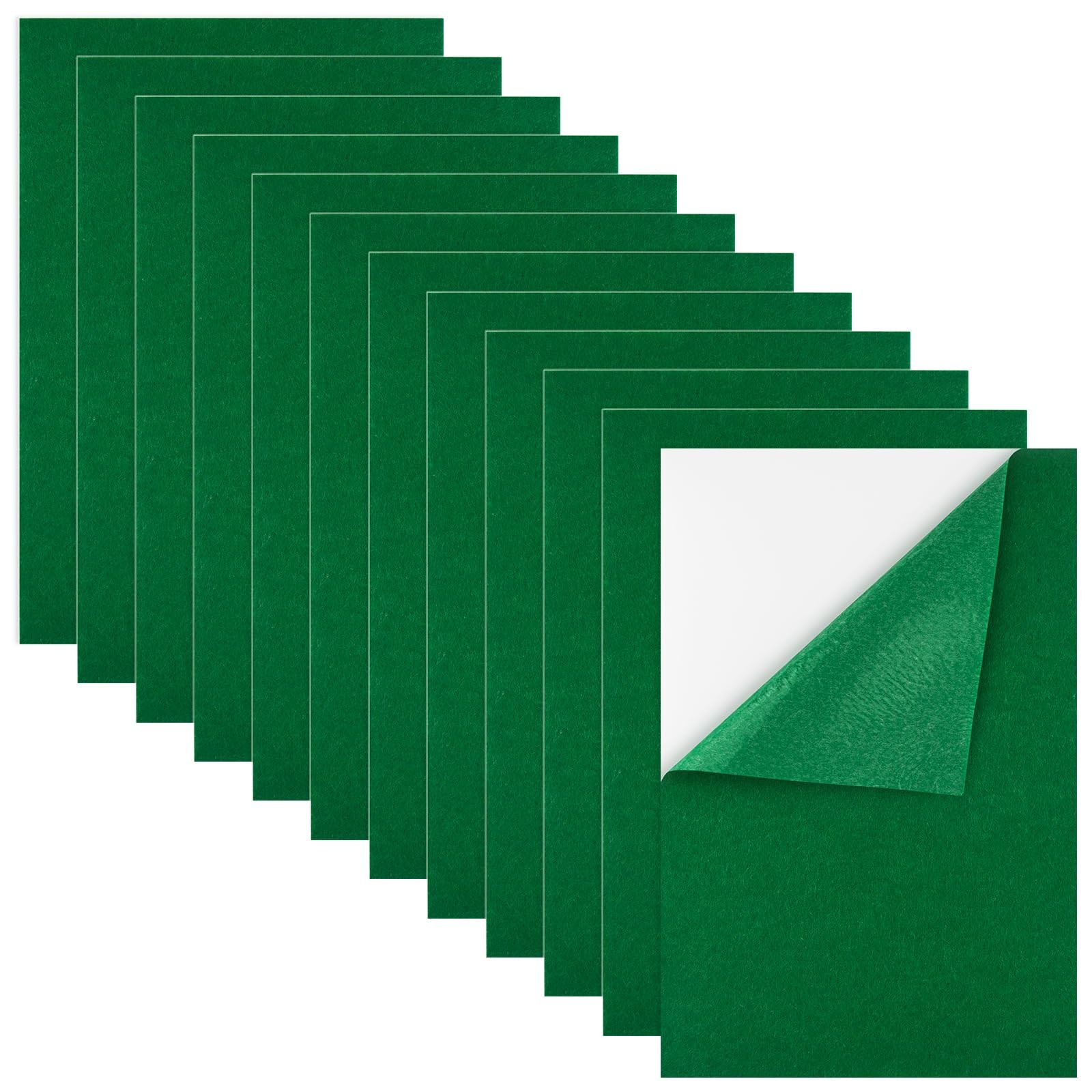 Self Adhesive Felt Sheet Soft Backing Sewing Craft Art Green 7.9×11.8 12 PCS
