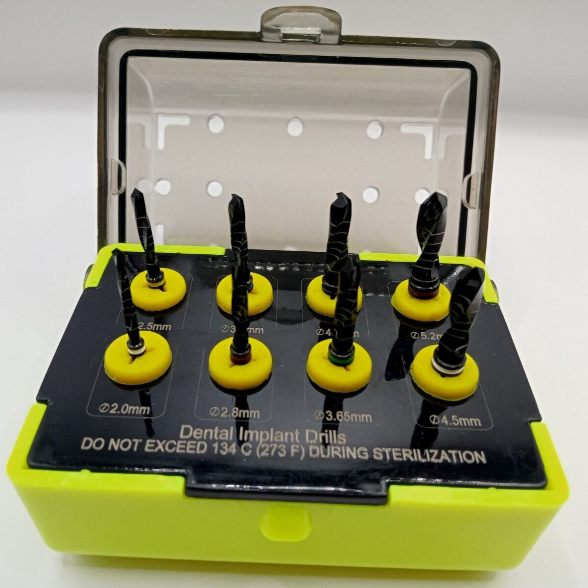 German Dental Implant Drills Kit 8 Pcs Set Titanium Coated Black Surgical Tools