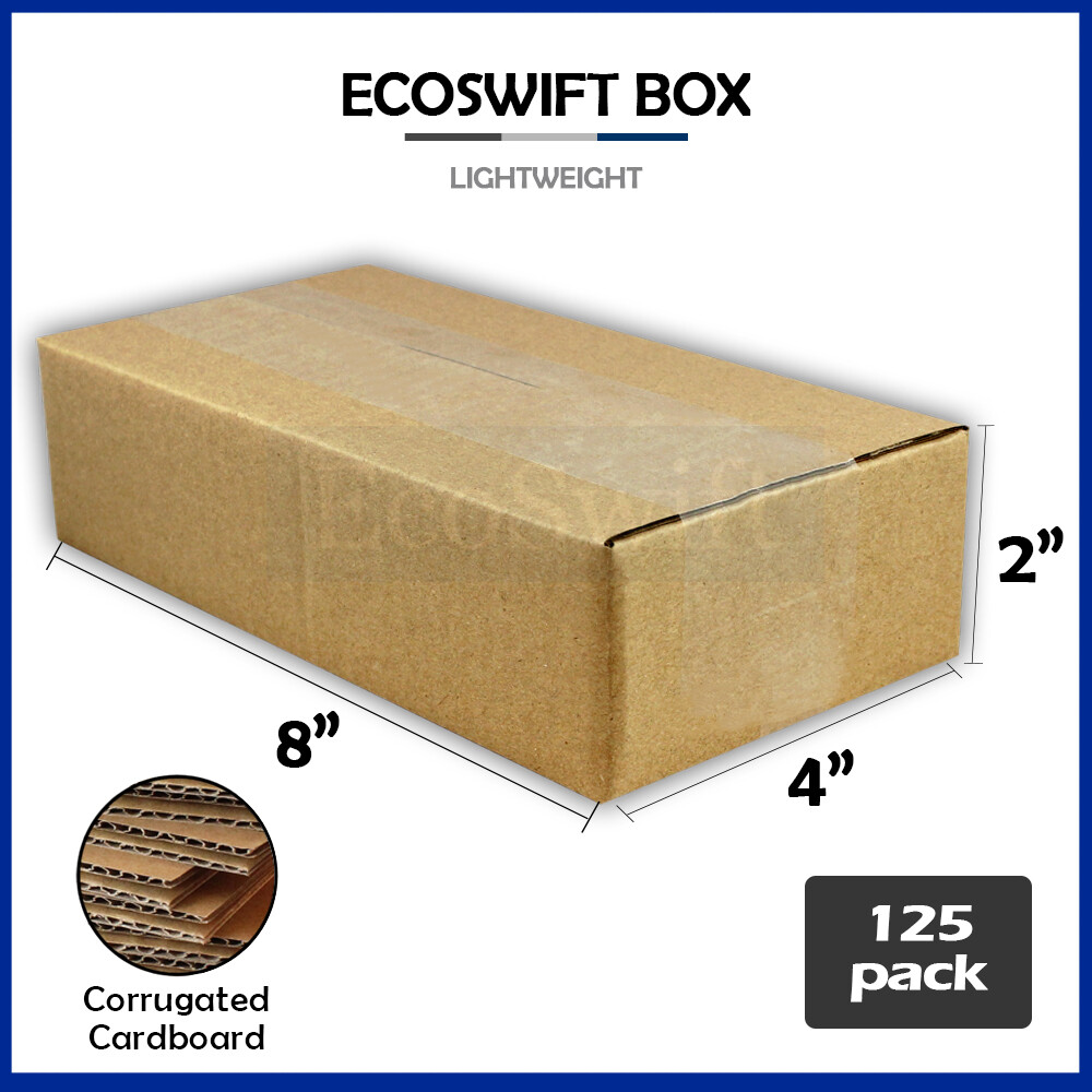 125 8x4x2 EcoSwift Cardboard Packing Moving Shipping Boxes Corrugated Box Carton