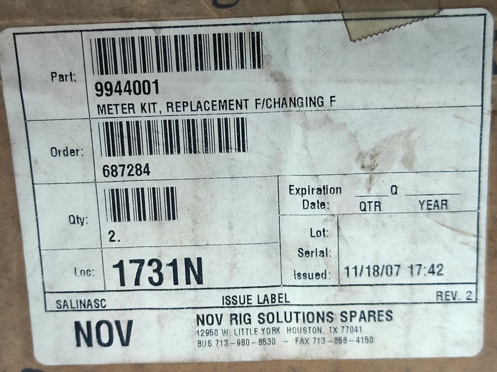 Weschler 4400141 DB40 R:0-200UADC S:0-300 Pounds Replacement Meter Kit 9944001