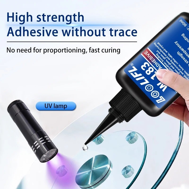 50ml 1pcs UV Glue Kit with UV Lamp Clear Waterproof Fast Cure DIY Craft Adhesive