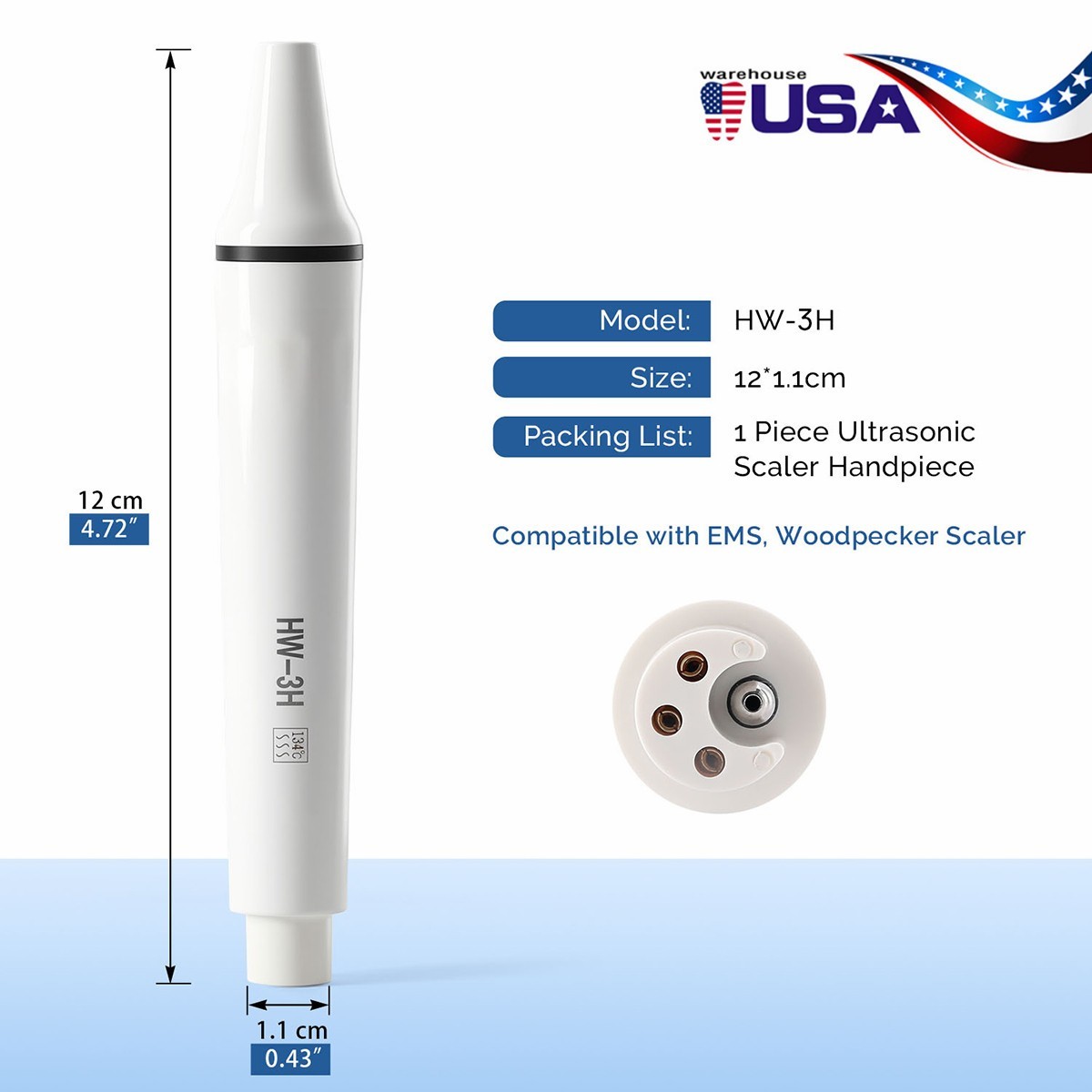Dental Detachable Ultrasonic Piezo Scaler Handpiece HW-3H fit EMS/WOODPECKER