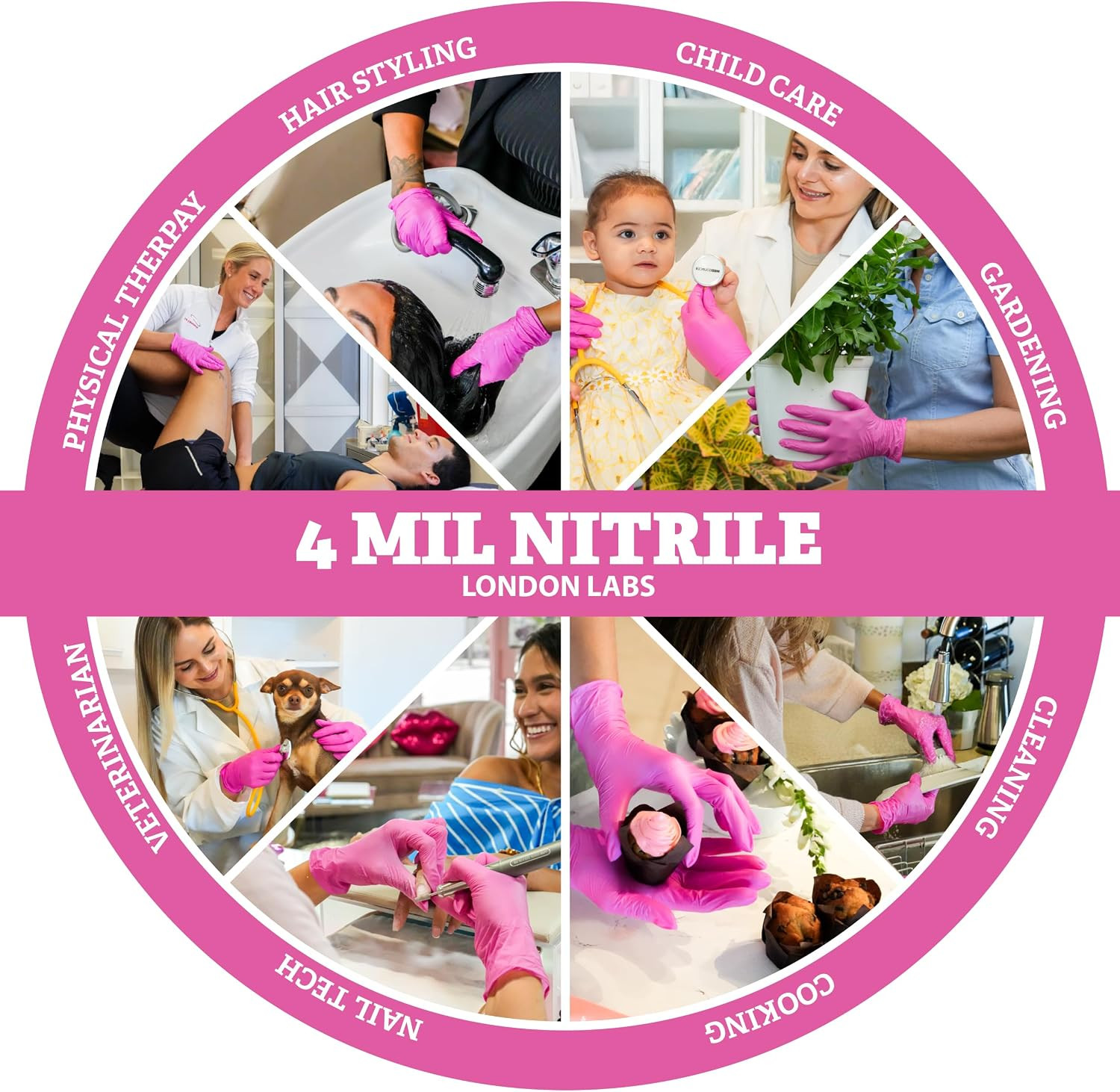 4 Mil – Fuchsia Pink Nitrile Gloves – Disposable Latex Free & Powder Free– Chemi