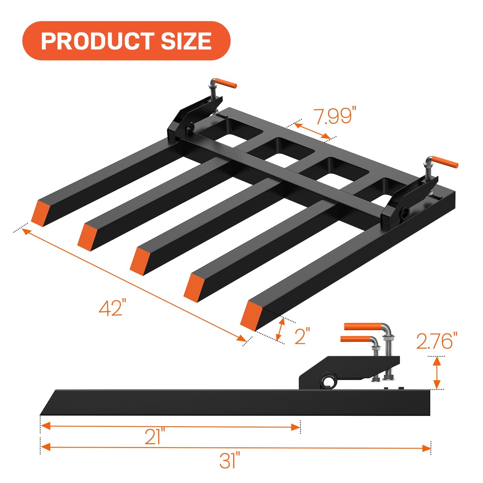 Clamp on Debris Forks Fit 48″ Bucket 2500lbs Pallet Forks for Tractor Attachment