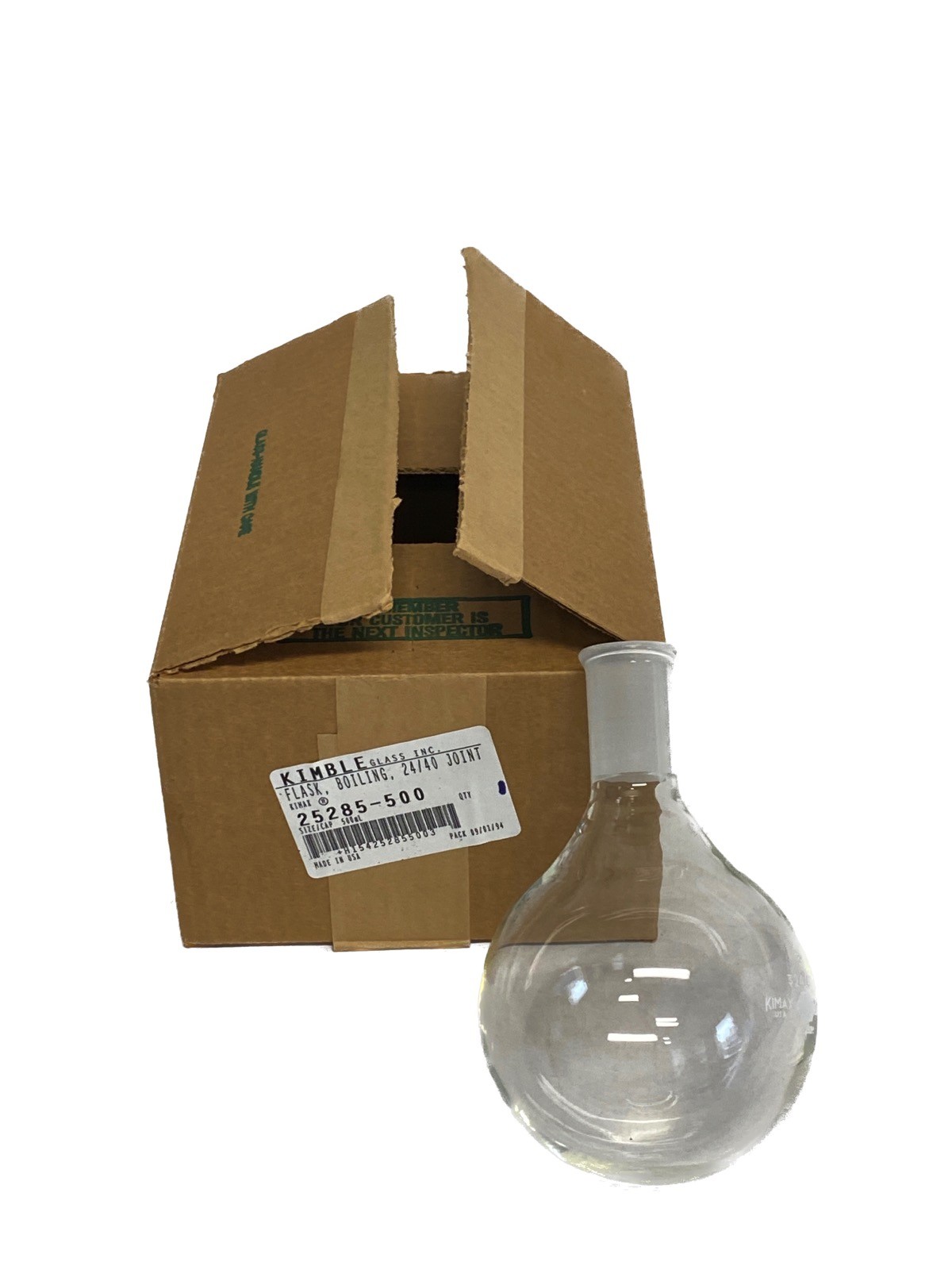 New KIMAX Glass 500mL 24/40 Single Neck Round Bottom Flask 25285-500