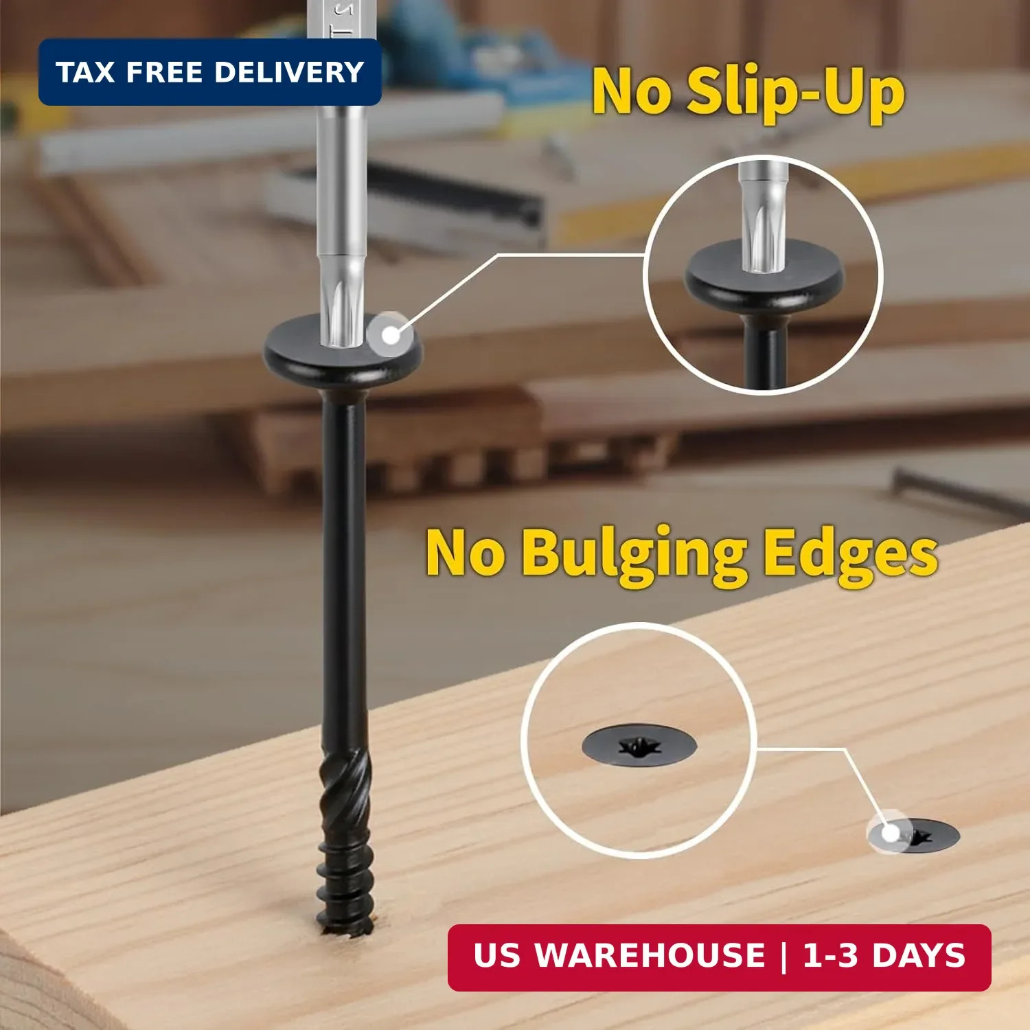 #14 x 2-7/8 Inch Exterior Deck Screws 55pcs, Heavy Duty Structural Wood Screws,