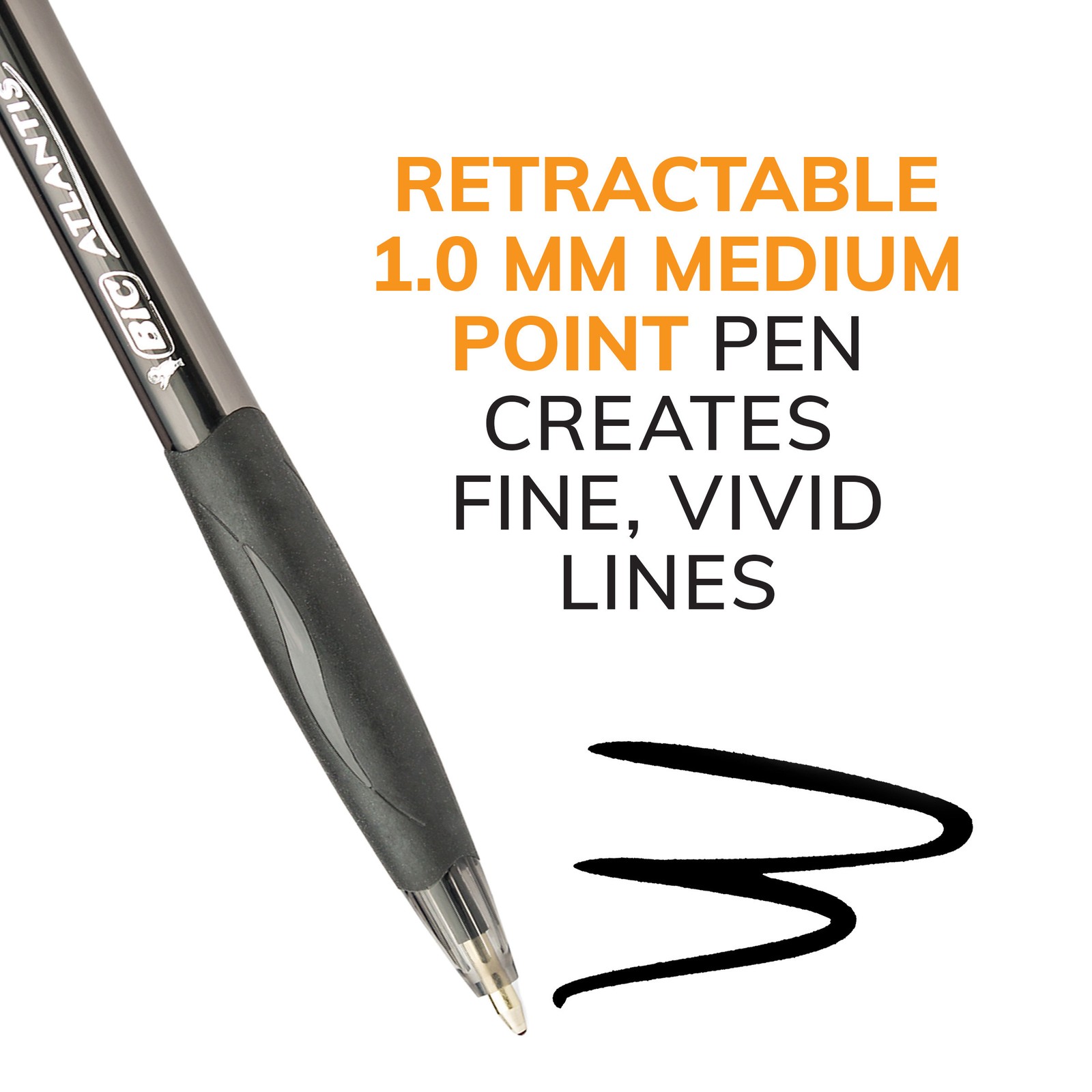 BIC Glide Black Retractable Ballpoint Pens, Medium Point (1.0mm), 12-Count,