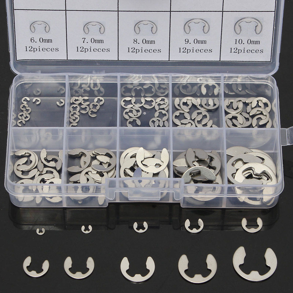 Stainles Steel E Clips C Circlip Kit Retaining Ring 120 X Assorted M1.5 – M10m